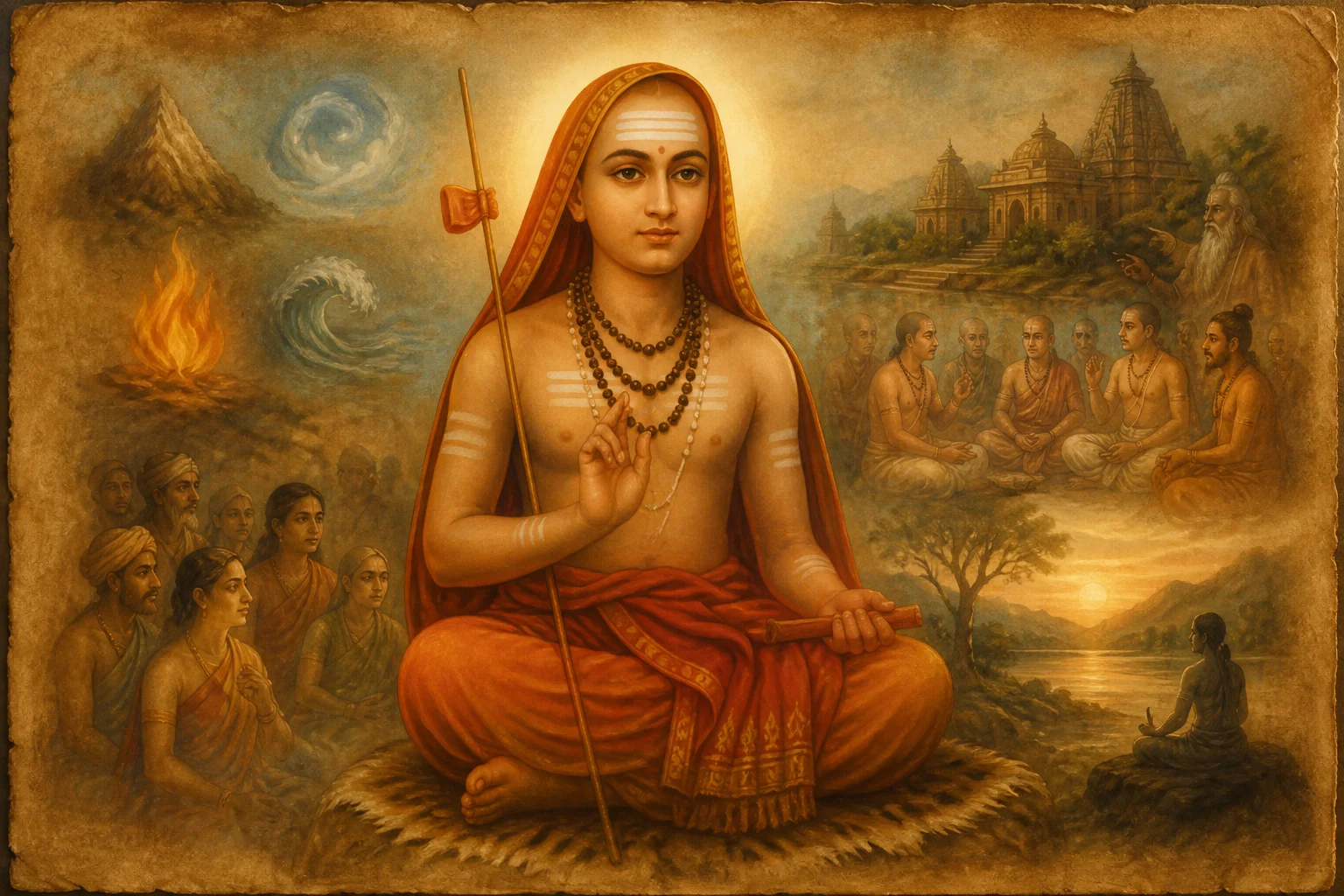 Illustration for Dasha Shloki Stutih on warm parchment