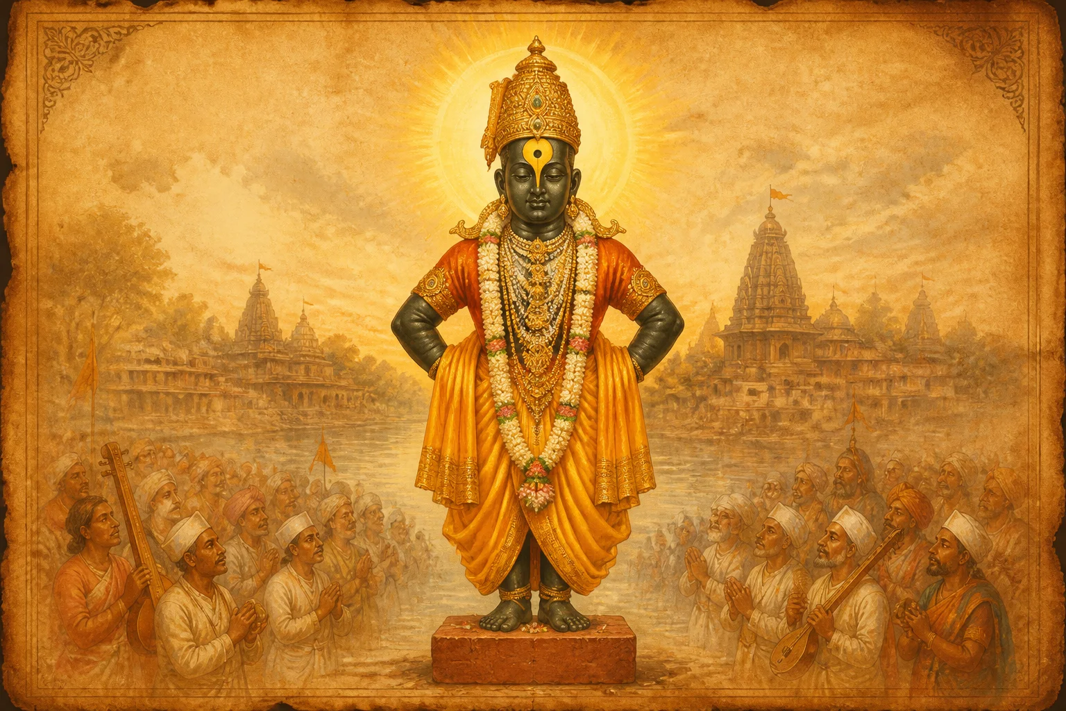 Illustration for Pandurangashtakam on warm parchment